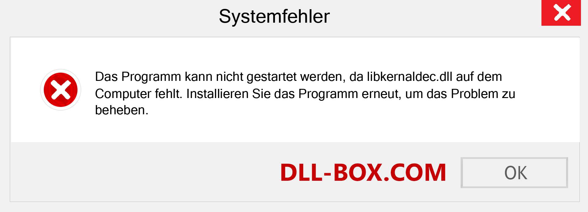 libkernaldec.dll-Datei fehlt?. Download für Windows 7, 8, 10 - Fix libkernaldec dll Missing Error unter Windows, Fotos, Bildern