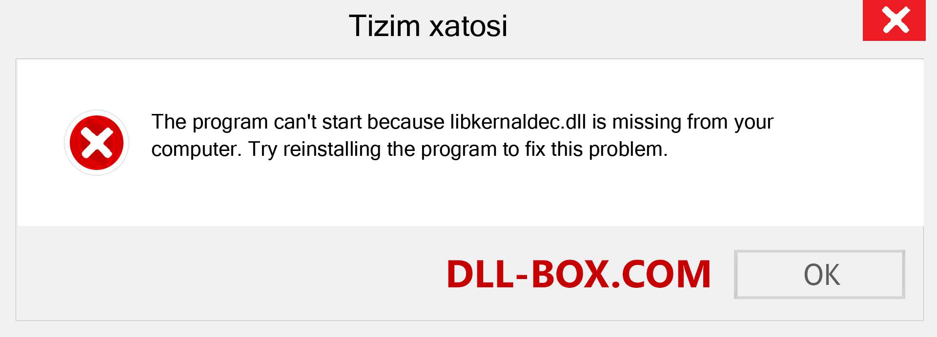 libkernaldec.dll fayli yo'qolganmi?. Windows 7, 8, 10 uchun yuklab olish - Windowsda libkernaldec dll etishmayotgan xatoni tuzating, rasmlar, rasmlar